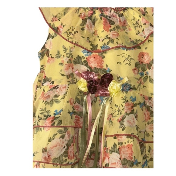 Yellow Floral Ruffle Layered Dress – Size 16 - Picture 3 of 5